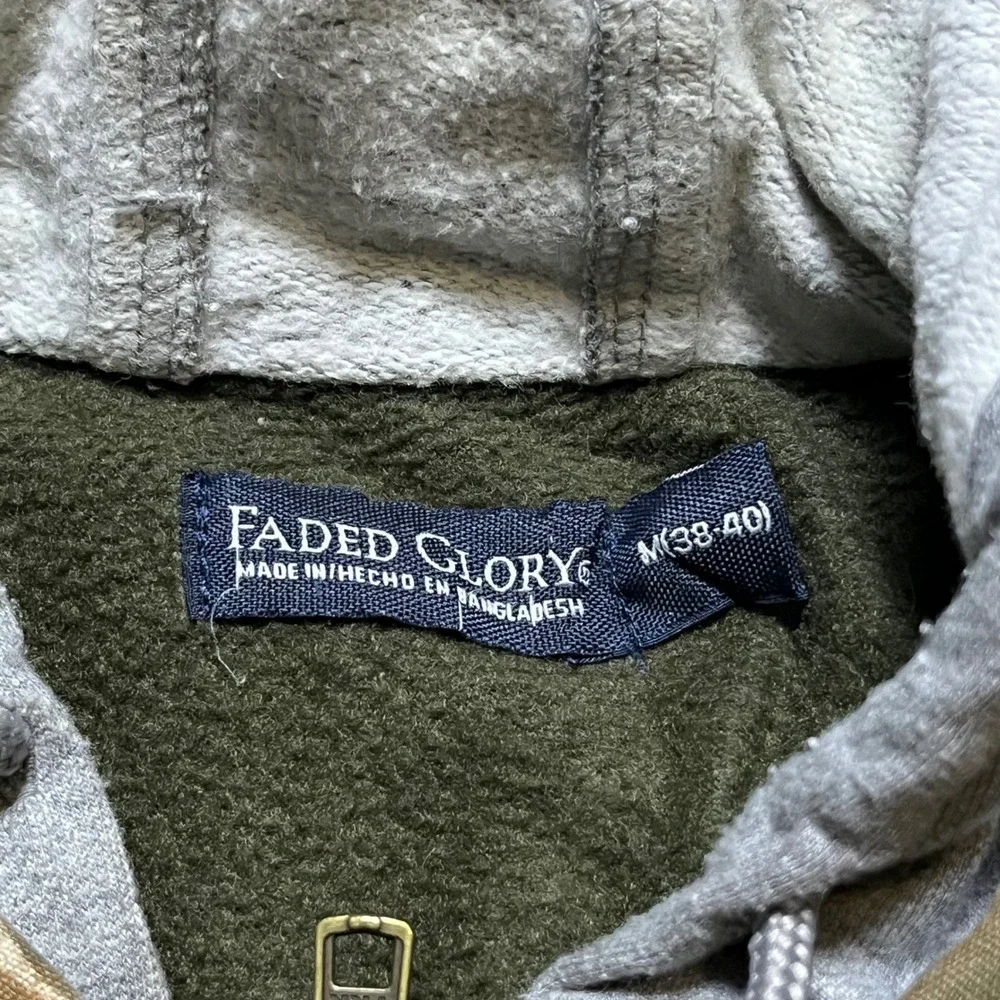 Faded Glory Camo Hooded Jacket Size M Green Real Tree Fleece Lined Shacket